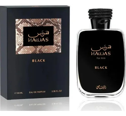 Hawas Black Rasasi | EDP Aromático Frutal Amaderado | 100ml