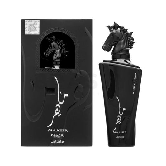 Maahir Black Edition Lattafa | Perfume Ahumado, Cuero y Especias Unisex